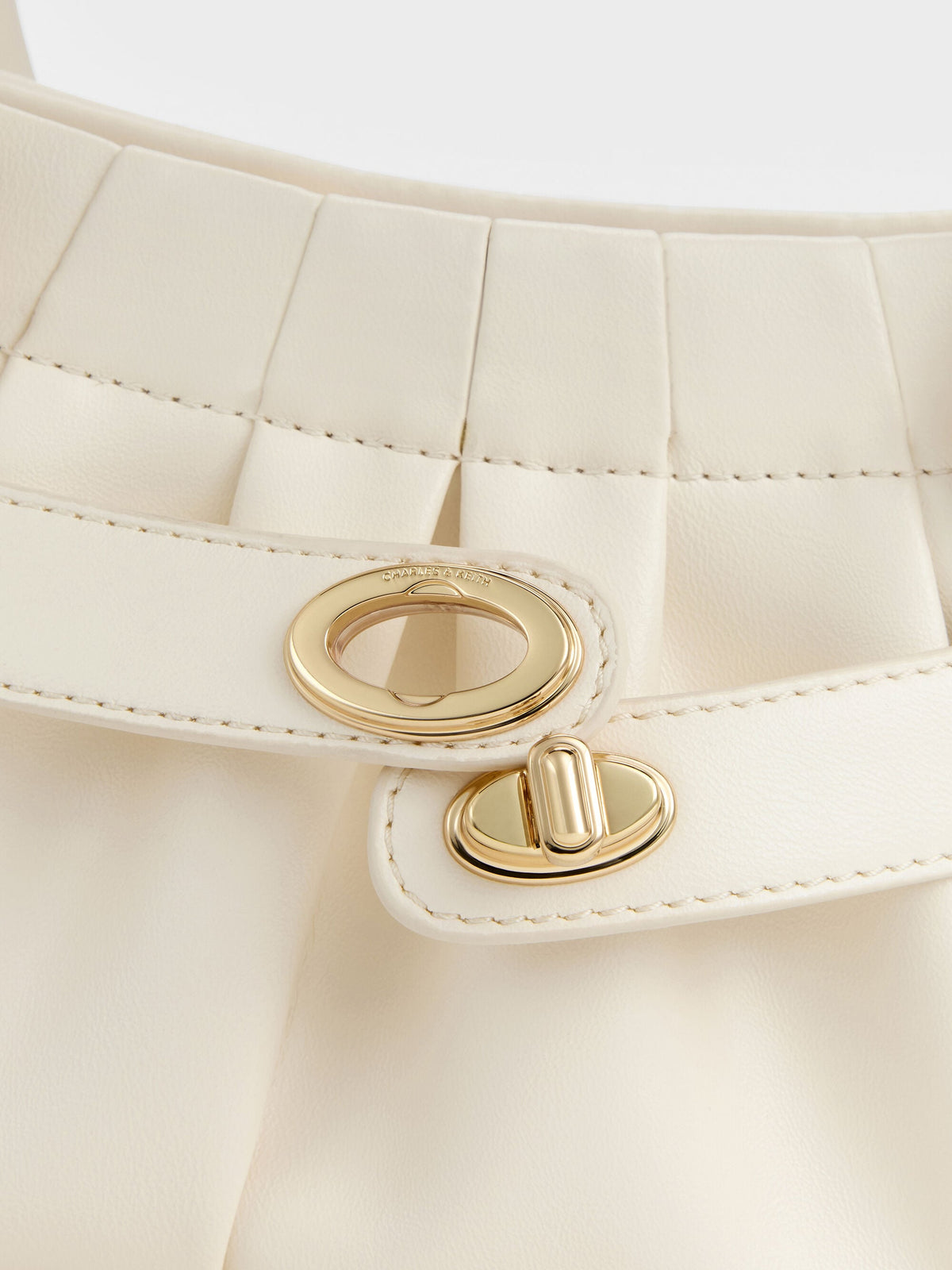 Isolde Belted Ruched Crossbody Bag - Cream | CHARLES & KEITH