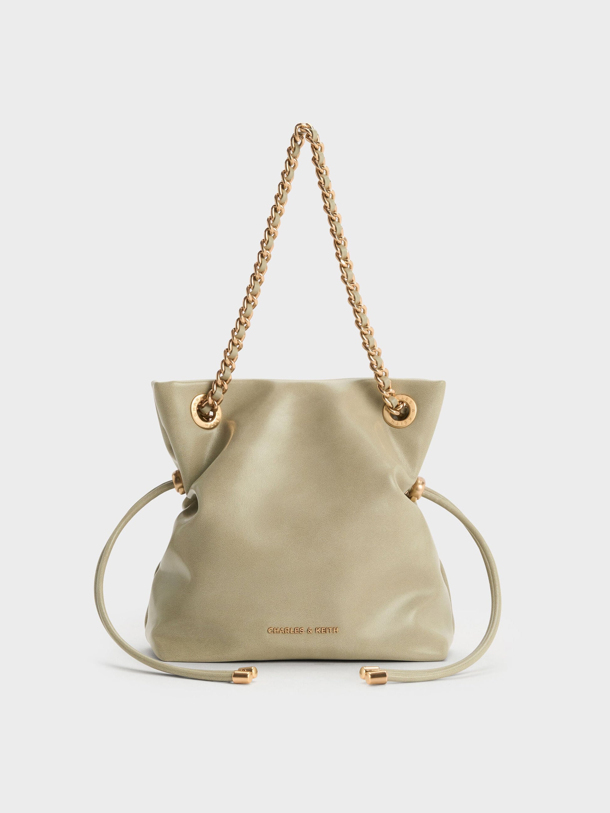 Arya Braided-Chain Crossbody Bag - Pale Olive | CHARLES & KEITH
