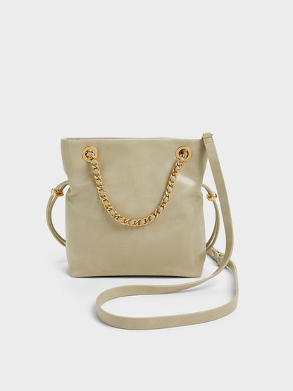 Arya Braided-Chain Crossbody Bag - Pale Olive | CHARLES & KEITH