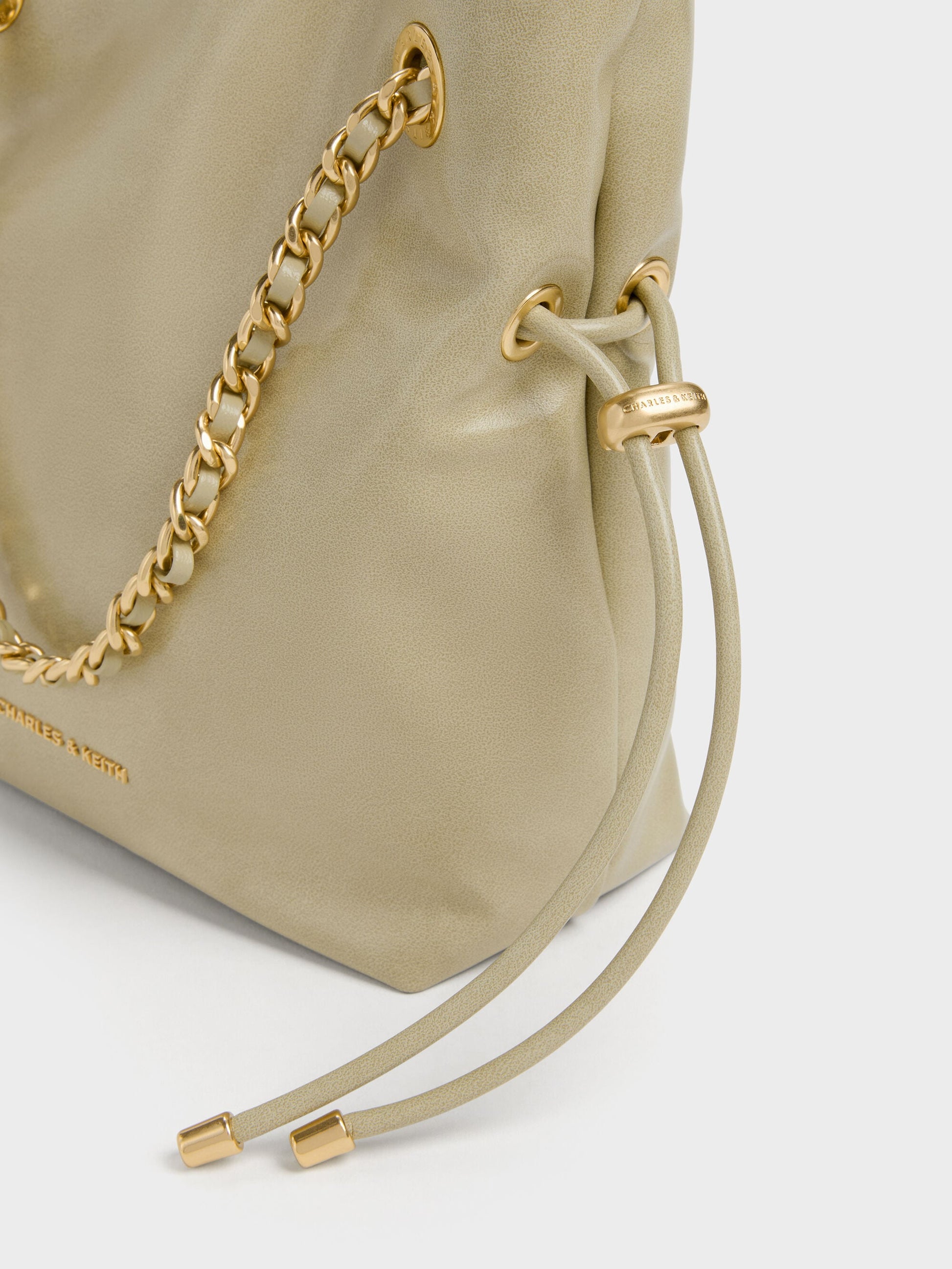 Arya Braided-Chain Crossbody Bag - Pale Olive | CHARLES & KEITH