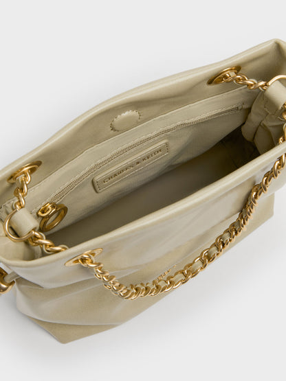 Arya Braided-Chain Crossbody Bag - Pale Olive | CHARLES & KEITH