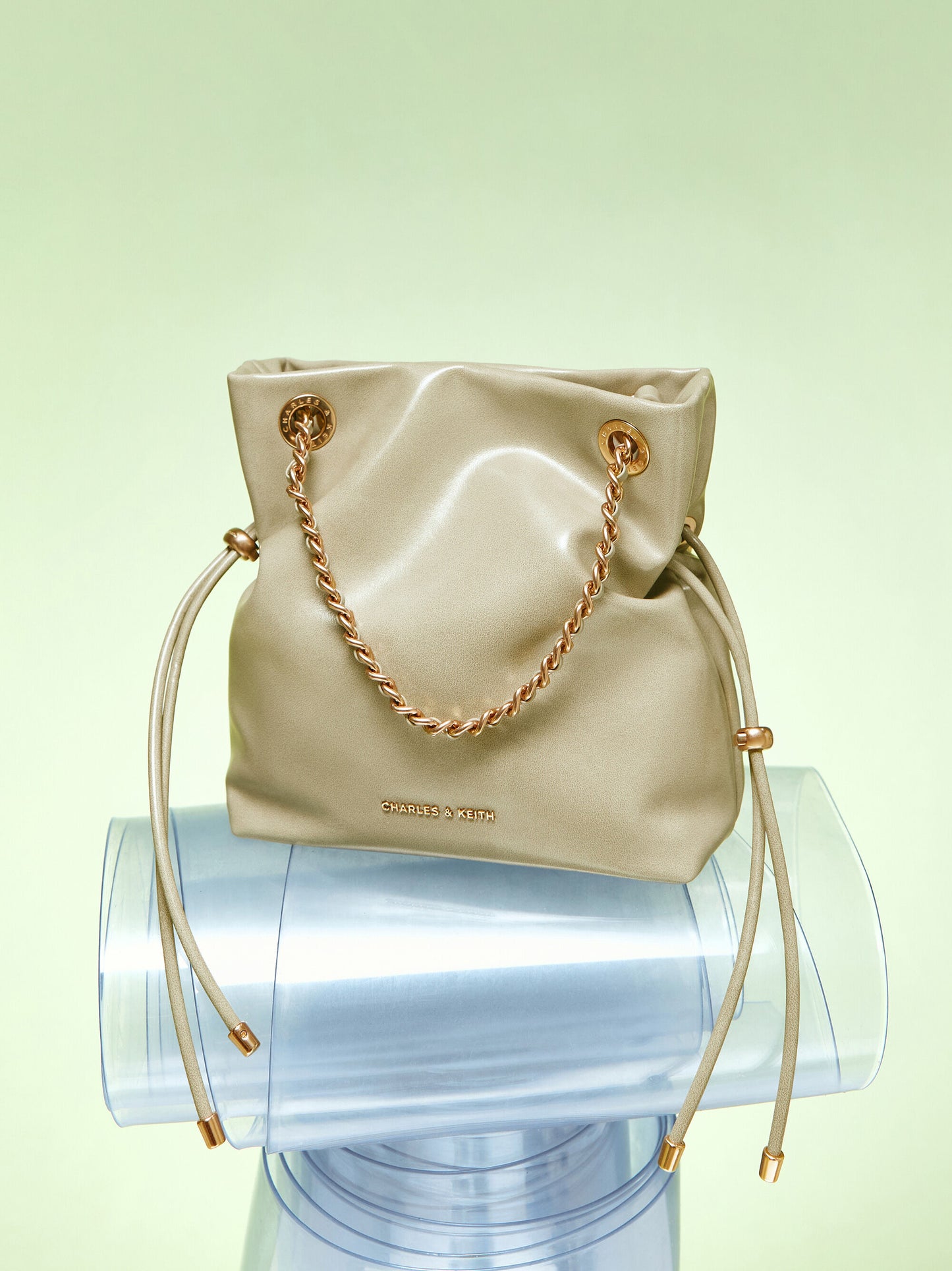 Arya Braided-Chain Crossbody Bag - Pale Olive | CHARLES & KEITH
