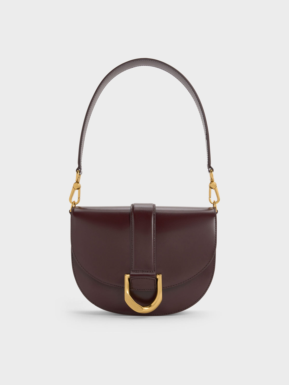 Gabine Leather Saddle Bag - Plum | CHARLES & KEITH
