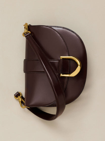 Gabine Leather Saddle Bag - Plum | CHARLES & KEITH