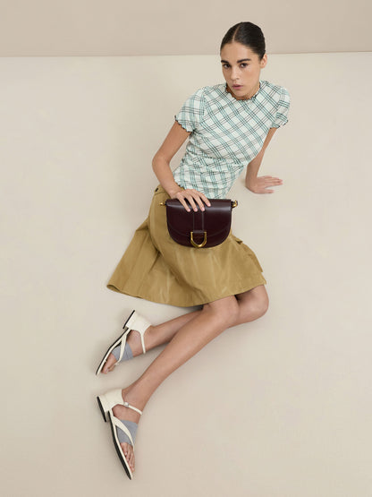Gabine Leather Saddle Bag - Plum | CHARLES & KEITH
