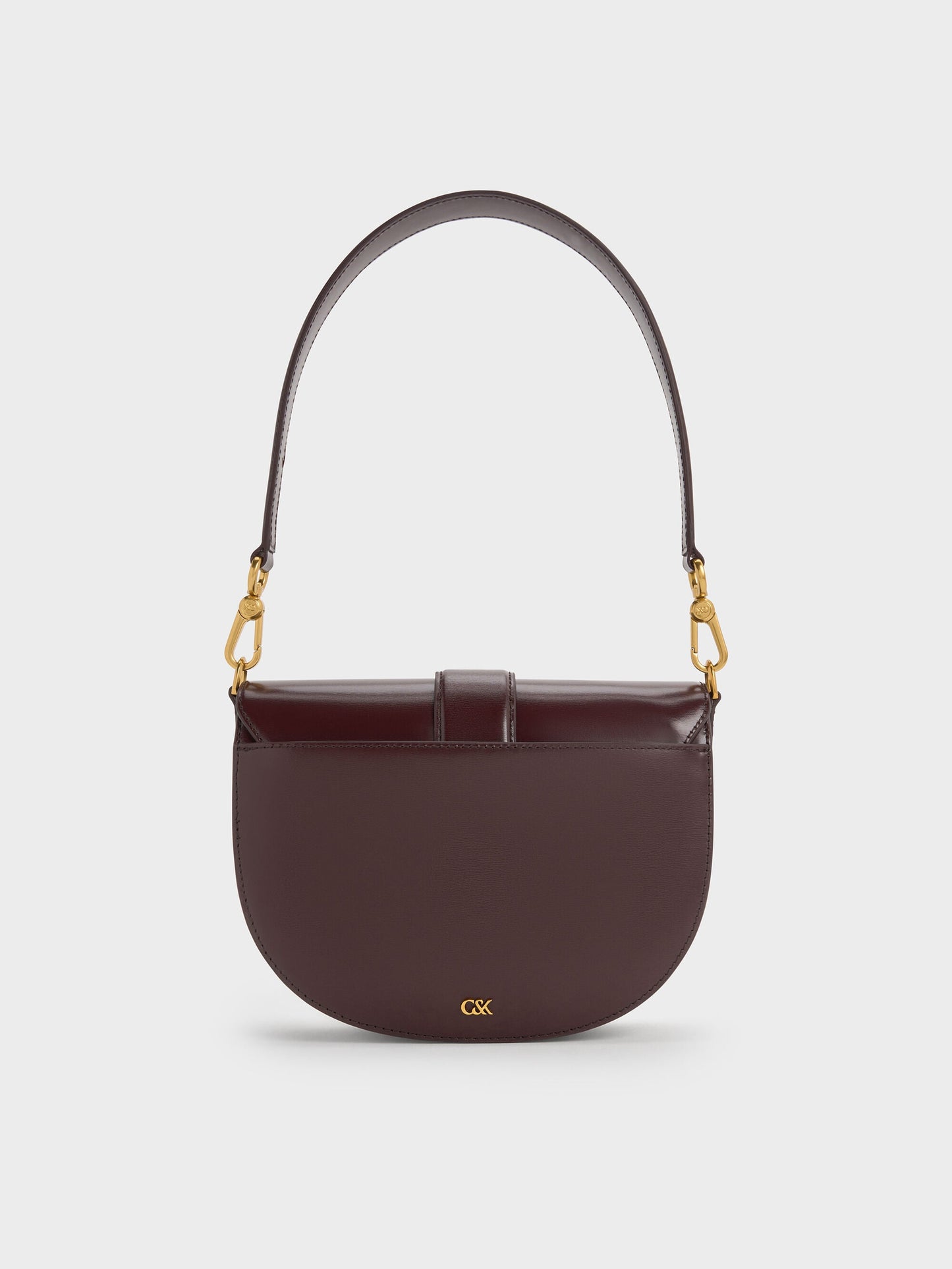 Gabine Leather Saddle Bag - Plum | CHARLES & KEITH