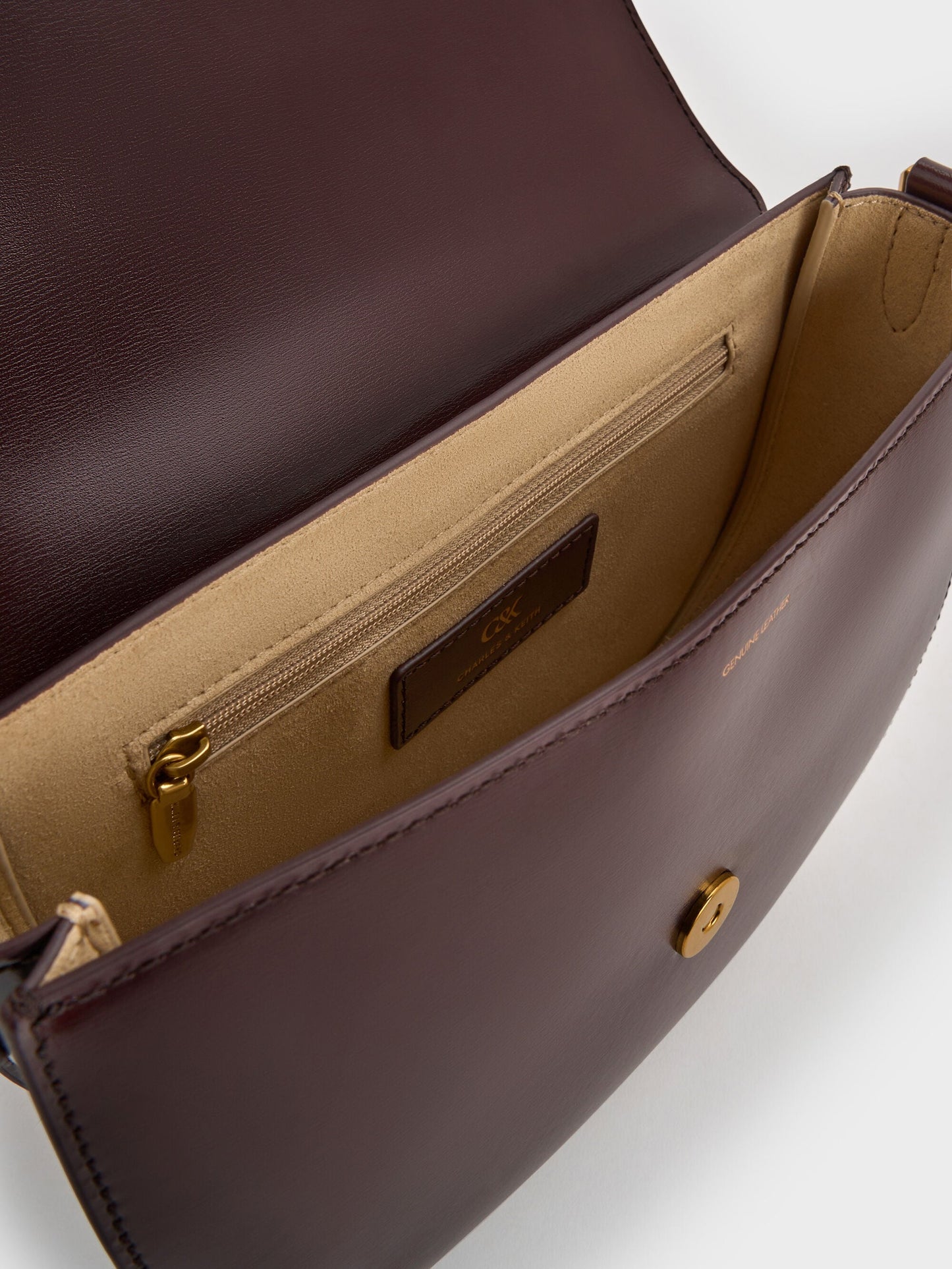 Gabine Leather Saddle Bag - Plum | CHARLES & KEITH