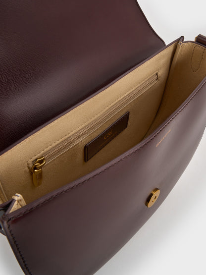Gabine Leather Saddle Bag - Plum | CHARLES & KEITH