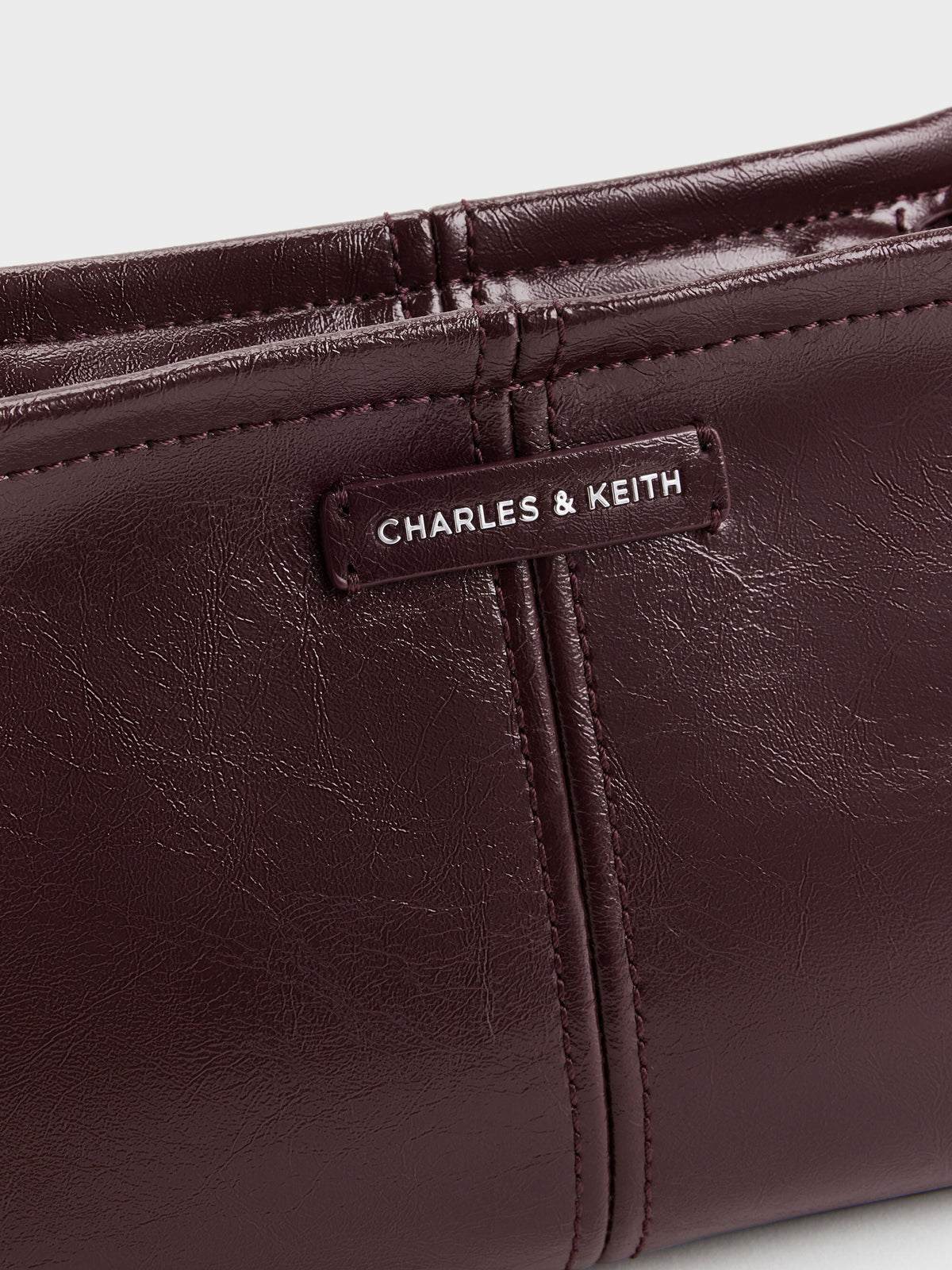Noane Top Handle Bag - Wineberry Red | CHARLES & KEITH