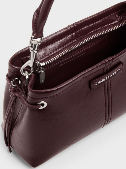 Noane Top Handle Bag - Wineberry Red | CHARLES & KEITH