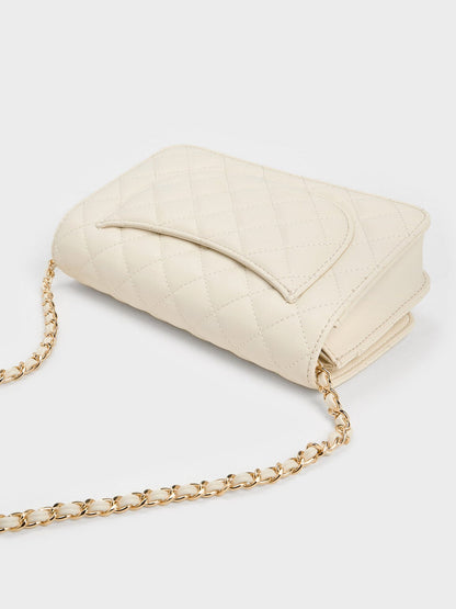 Cressida Quilted Push-Lock Clutch - Cream | CHARLES & KEITH