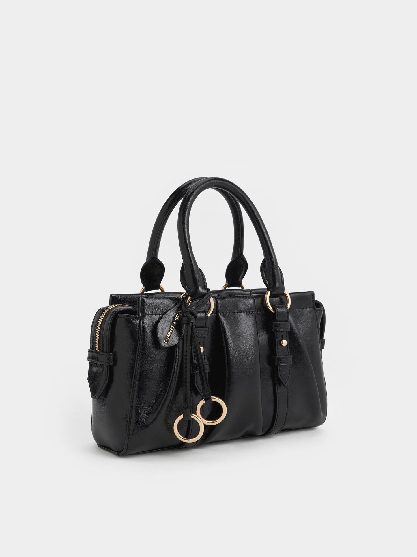 Britton Top Handle Tote Bag - Black | CHARLES & KEITH