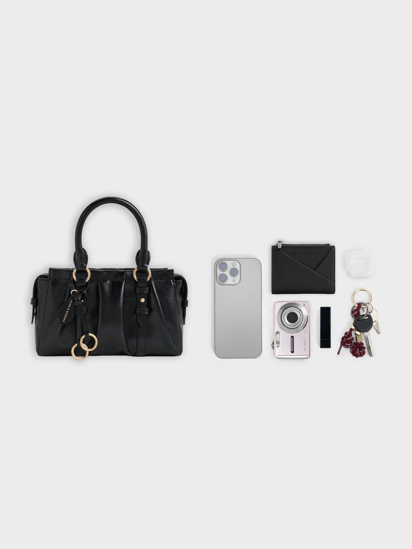 Britton Top Handle Tote Bag - Black | CHARLES & KEITH