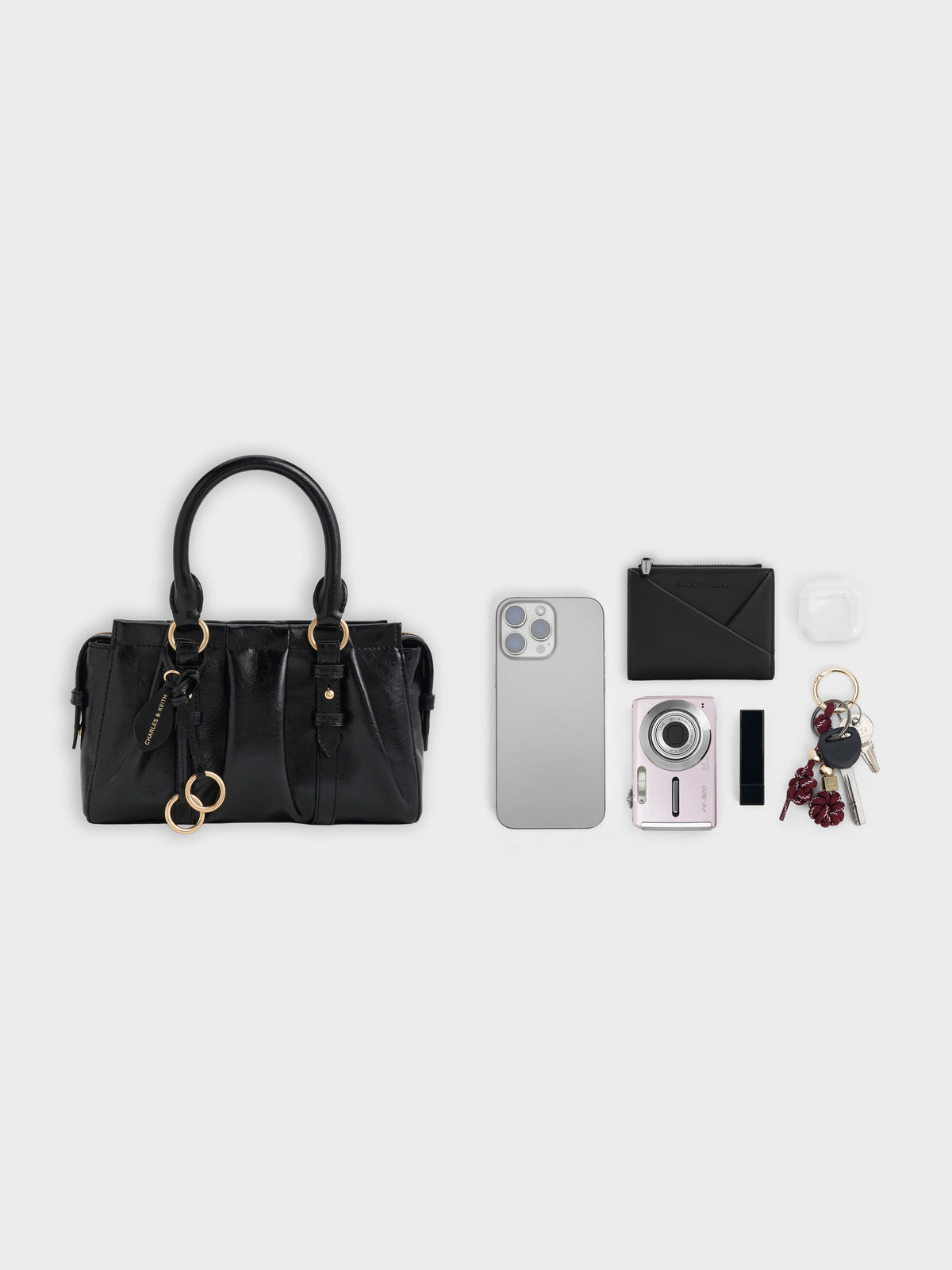 Britton Top Handle Tote Bag - Black | CHARLES & KEITH