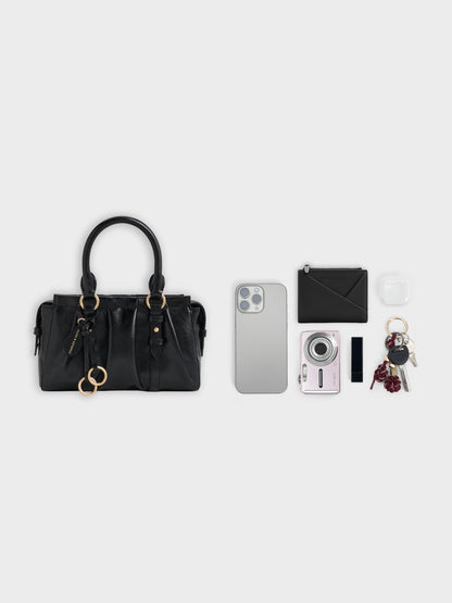 Britton Top Handle Tote Bag - Black | CHARLES & KEITH