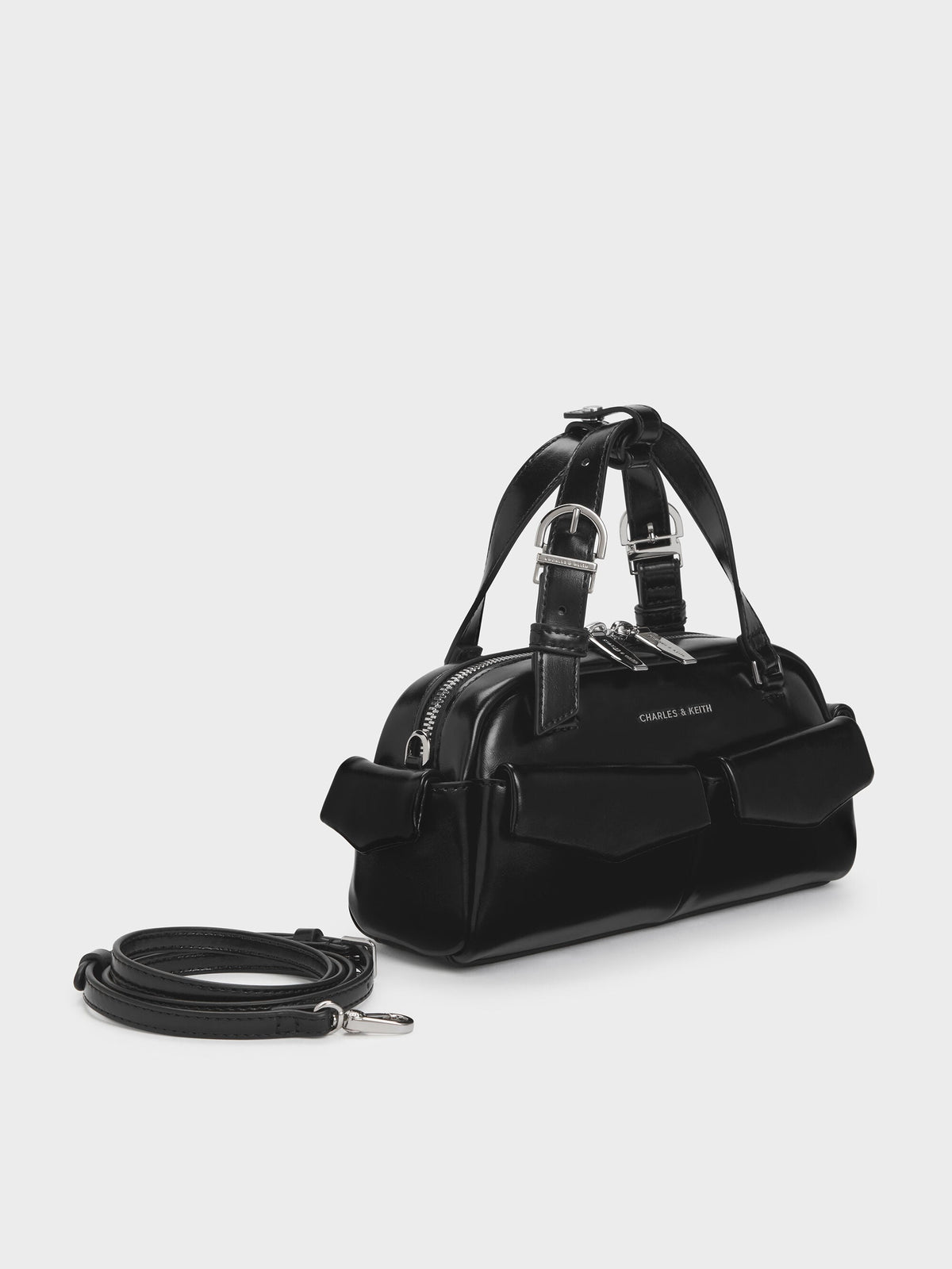 Rachel Multi-Pocket Bowling Bag - Noir | CHARLES & KEITH