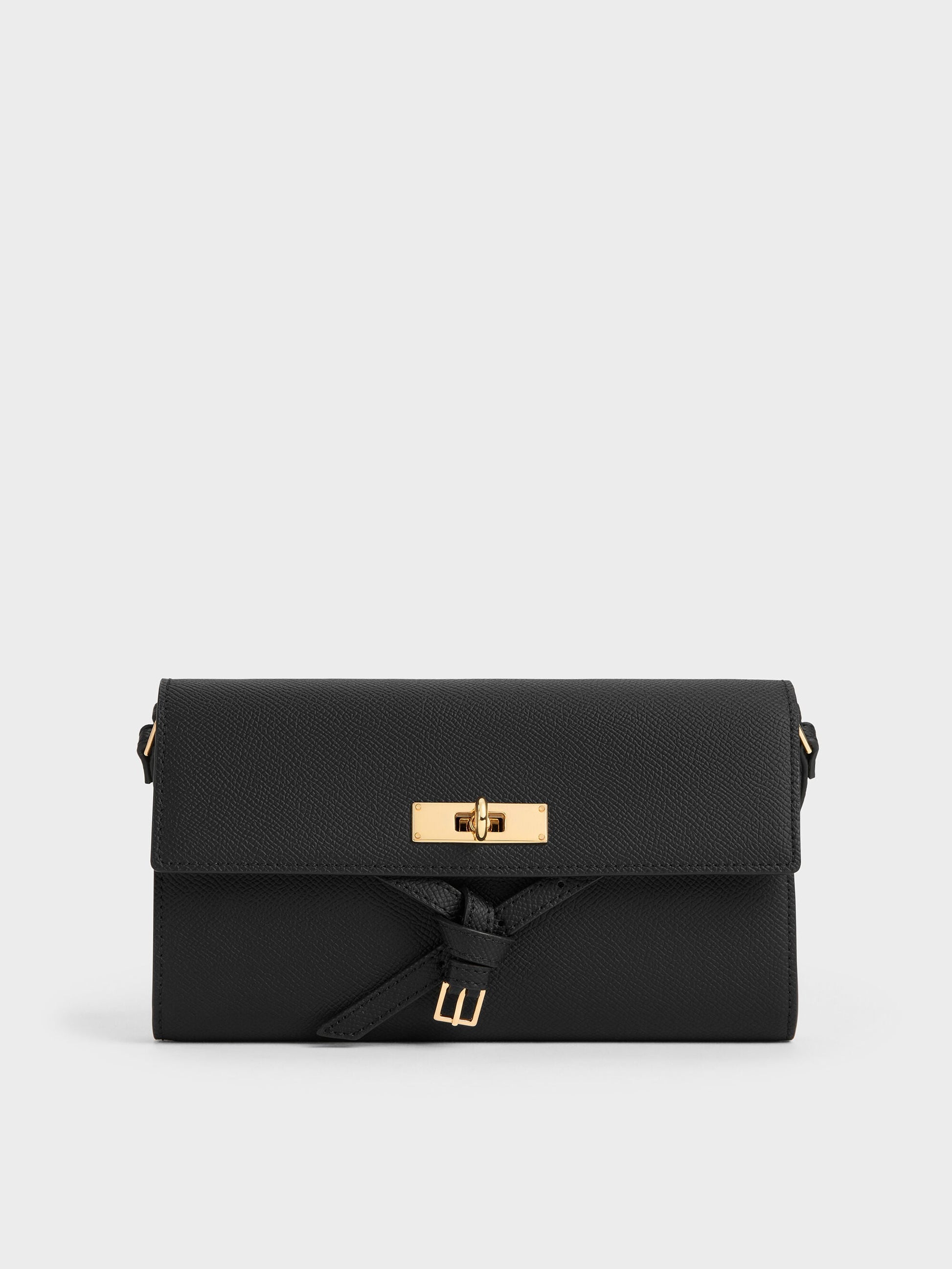 Tricha Knotted-Belt Crossbody Bag - Black | CHARLES & KEITH