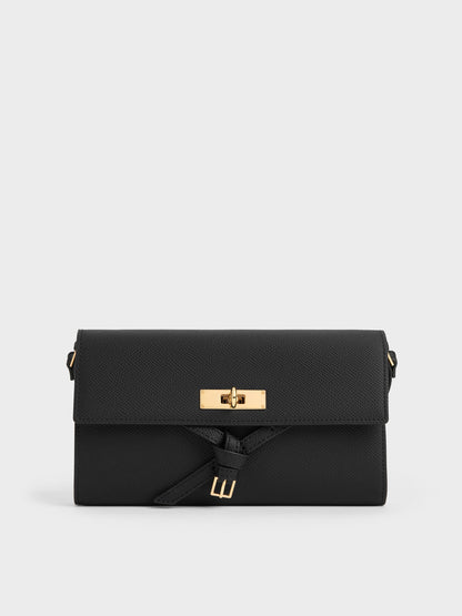 Tricha Knotted-Belt Crossbody Bag - Black | CHARLES & KEITH