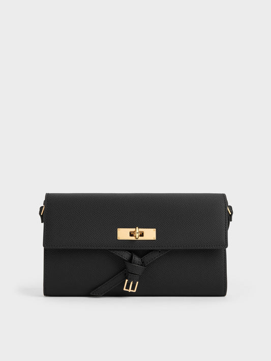 Tricha Knotted-Belt Crossbody Bag - Black | CHARLES & KEITH