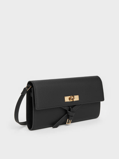 Tricha Knotted-Belt Crossbody Bag - Black | CHARLES & KEITH