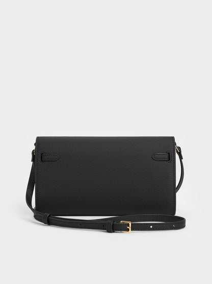 Tricha Knotted-Belt Crossbody Bag - Black | CHARLES & KEITH