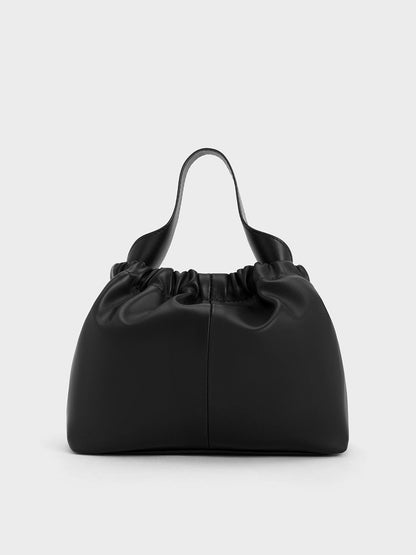Ally Ruched Chain-Handle Bag - Noir | CHARLES & KEITH