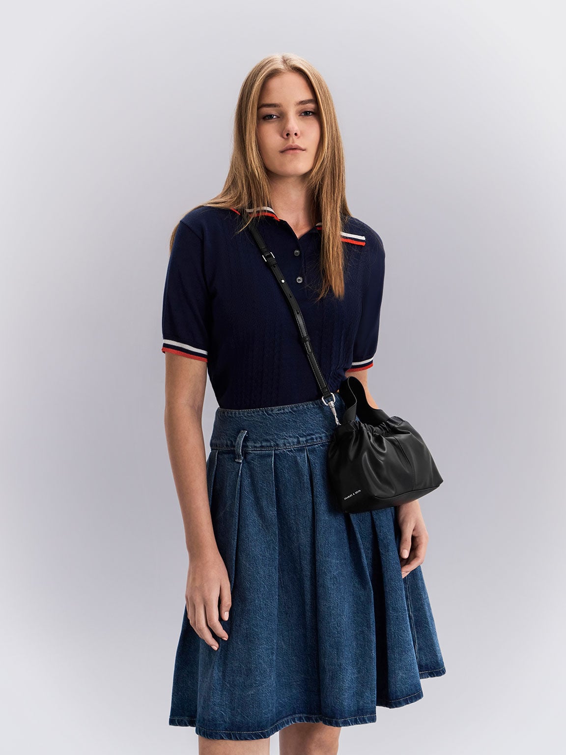 Ally Ruched Chain-Handle Bag - Noir | CHARLES & KEITH