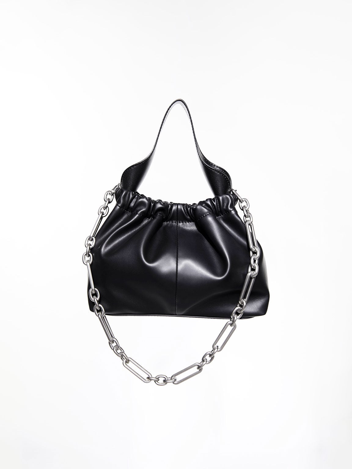 Ally Ruched Chain-Handle Bag - Noir | CHARLES & KEITH