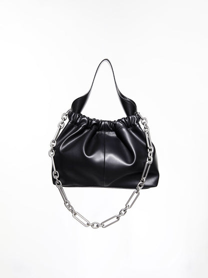 Ally Ruched Chain-Handle Bag - Noir | CHARLES & KEITH