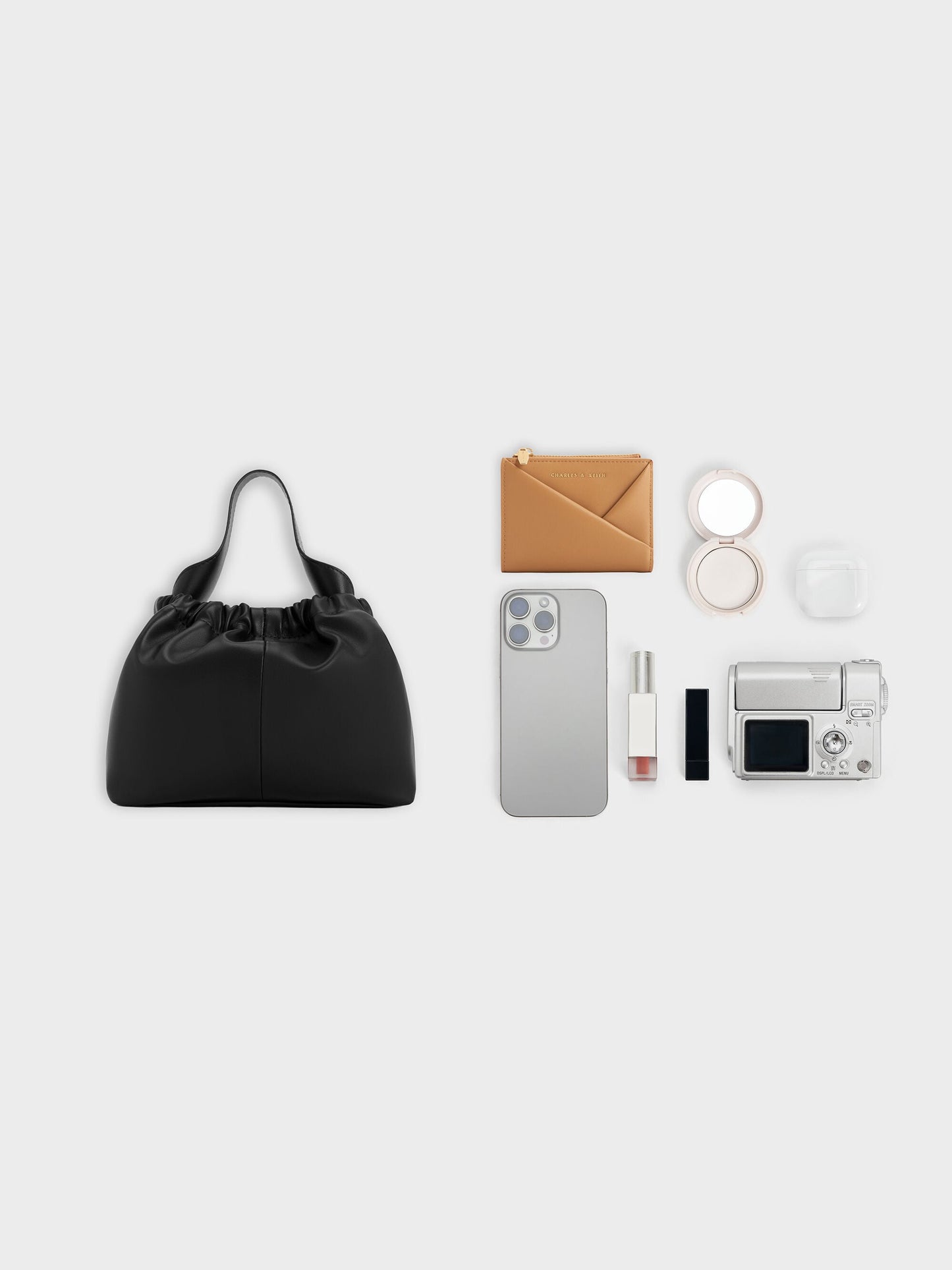 Ally Ruched Chain-Handle Bag - Noir | CHARLES & KEITH