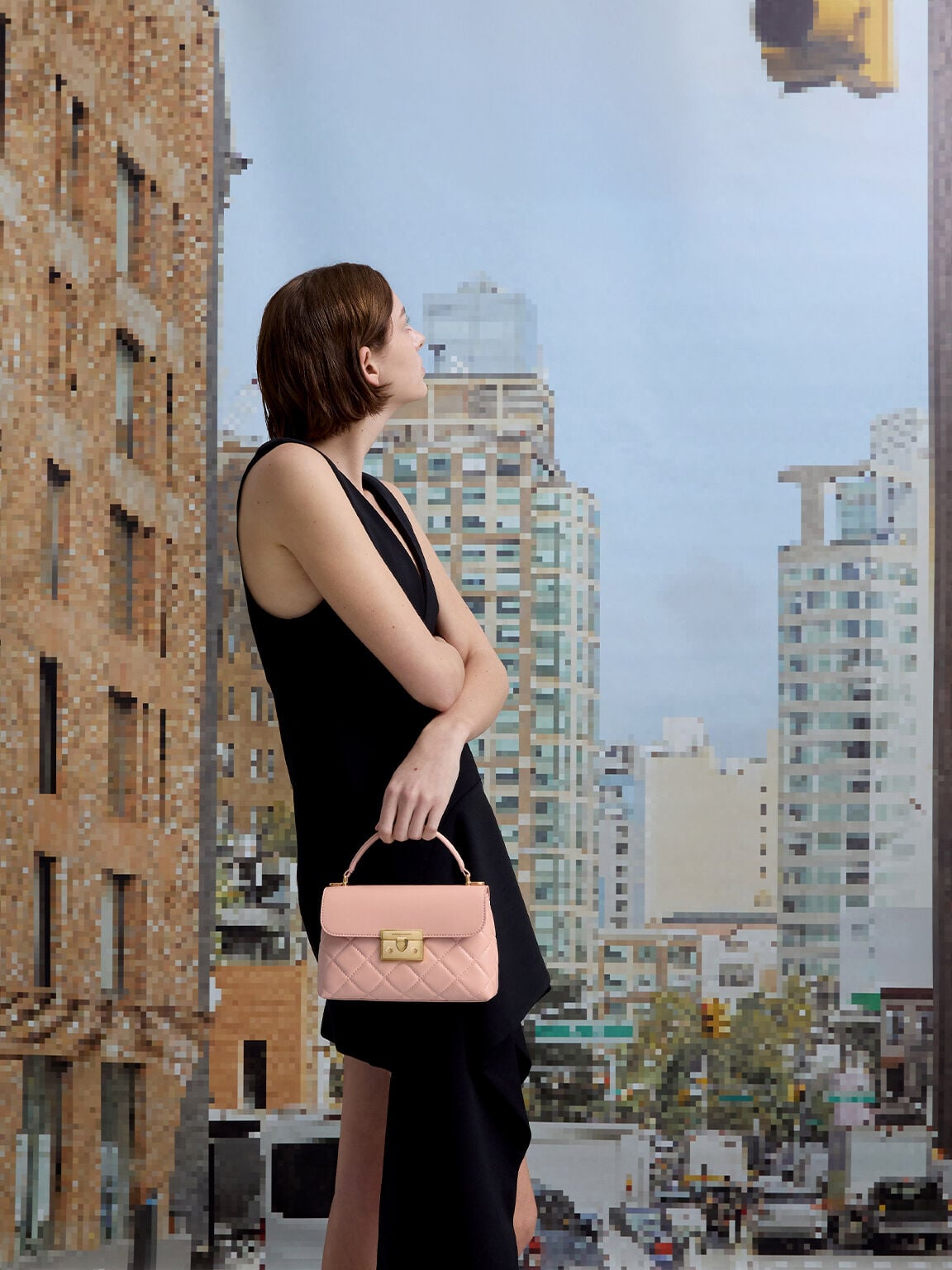 Alva Quilted Top Handle Bag - Light Pink | CHARLES & KEITH