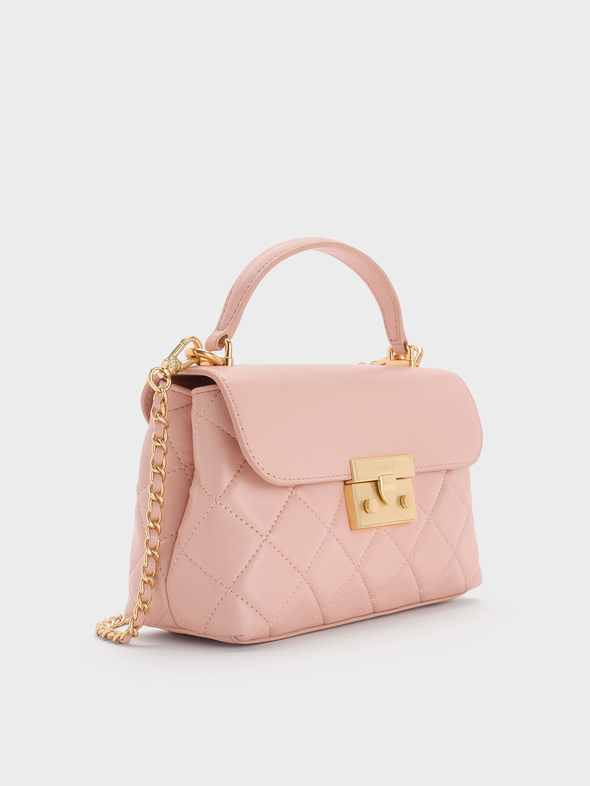 Alva Quilted Top Handle Bag - Light Pink | CHARLES & KEITH