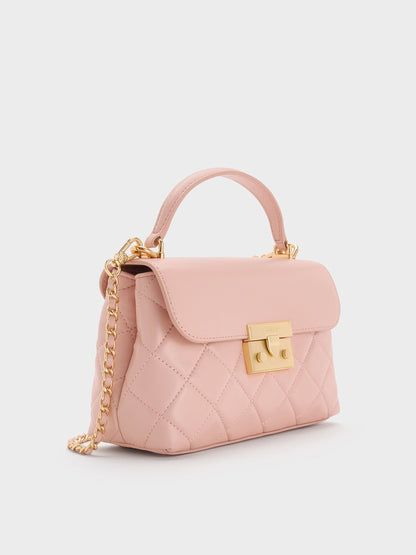 Alva Quilted Top Handle Bag - Light Pink | CHARLES & KEITH
