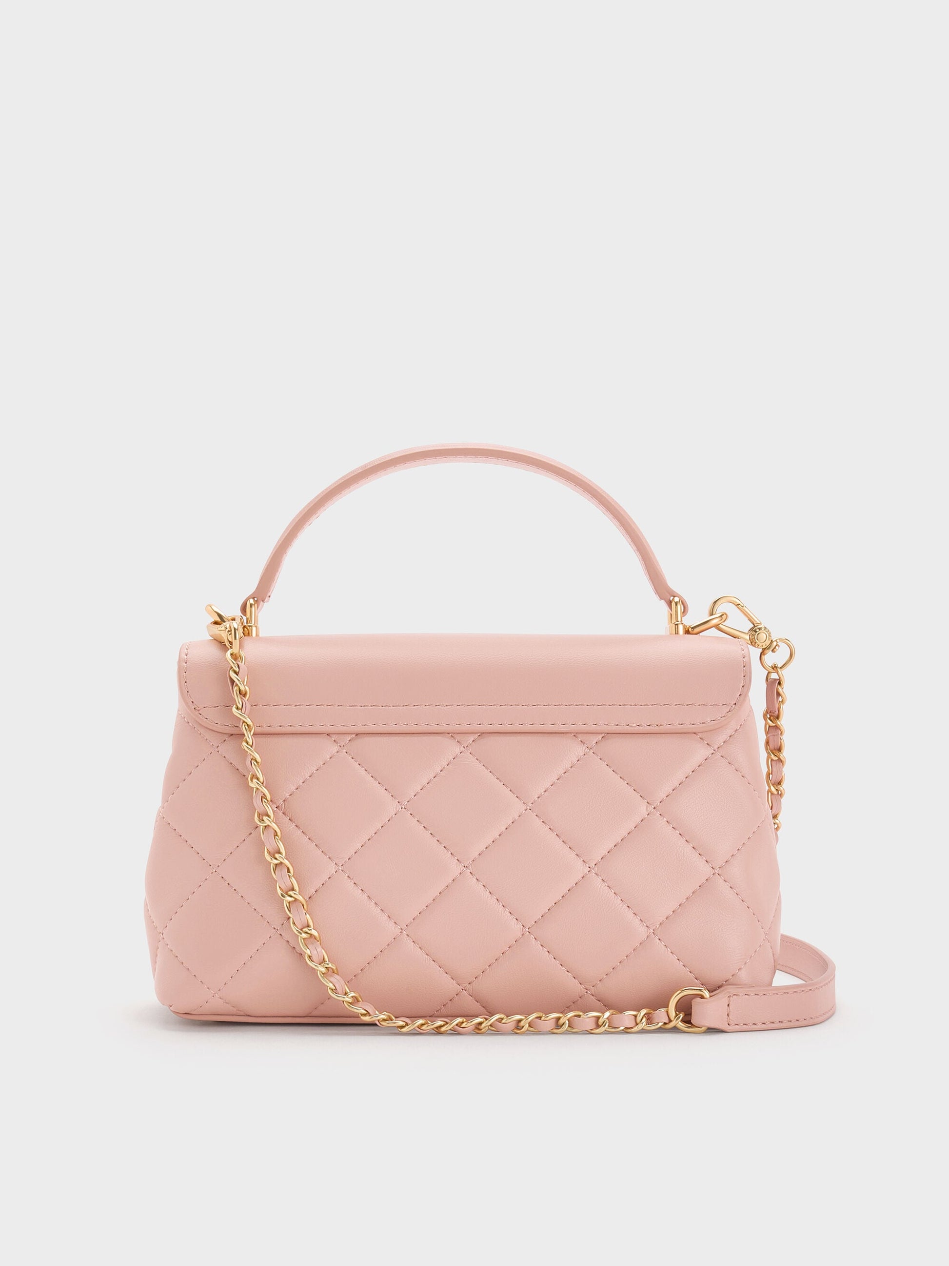 Alva Quilted Top Handle Bag - Light Pink | CHARLES & KEITH