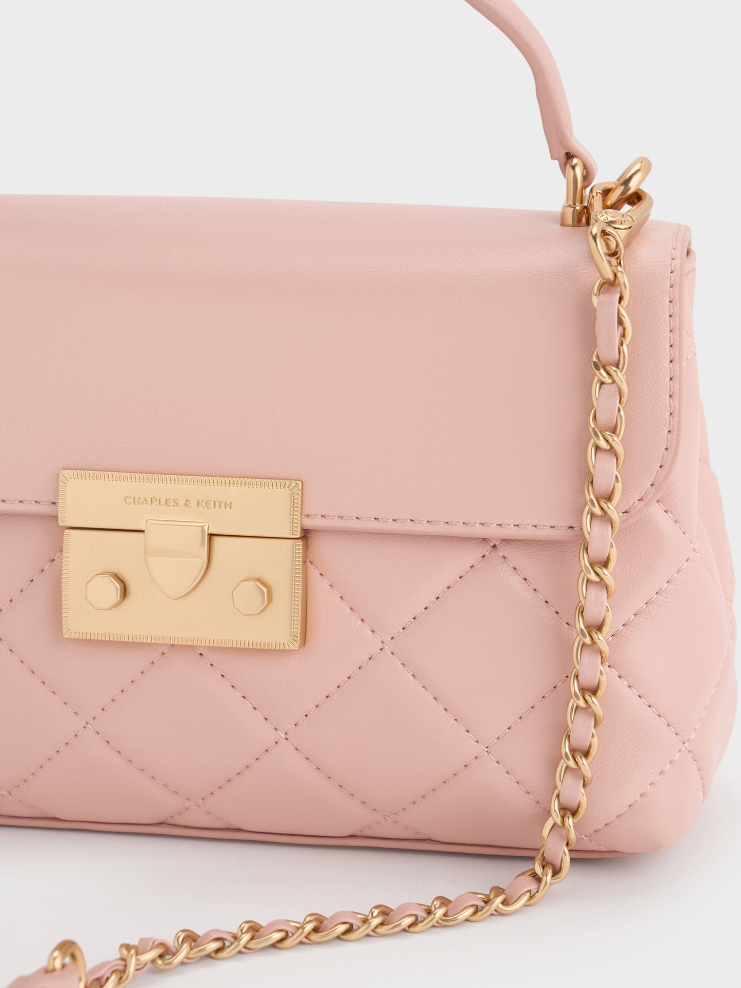 Alva Quilted Top Handle Bag - Light Pink | CHARLES & KEITH