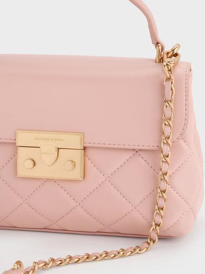Alva Quilted Top Handle Bag - Light Pink | CHARLES & KEITH
