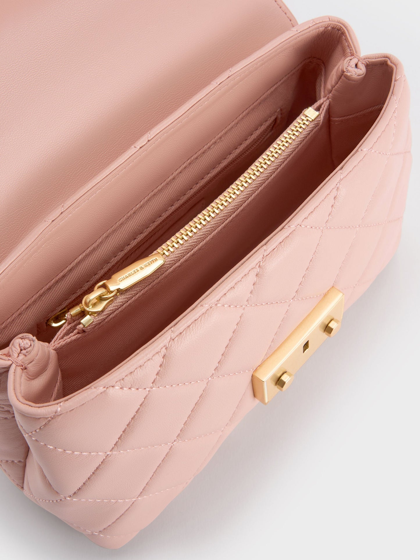 Alva Quilted Top Handle Bag - Light Pink | CHARLES & KEITH