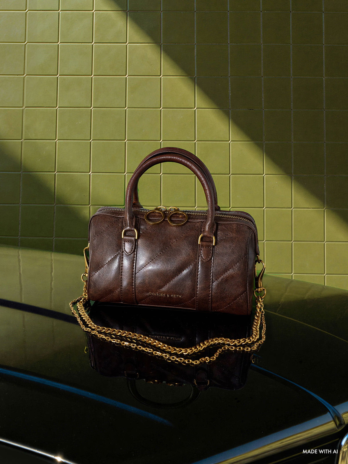 Philomena Bowling Bag - Distressed Coffee | CHARLES & KEITH