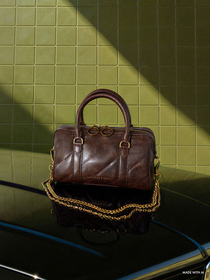 Philomena Bowling Bag - Distressed Coffee | CHARLES & KEITH