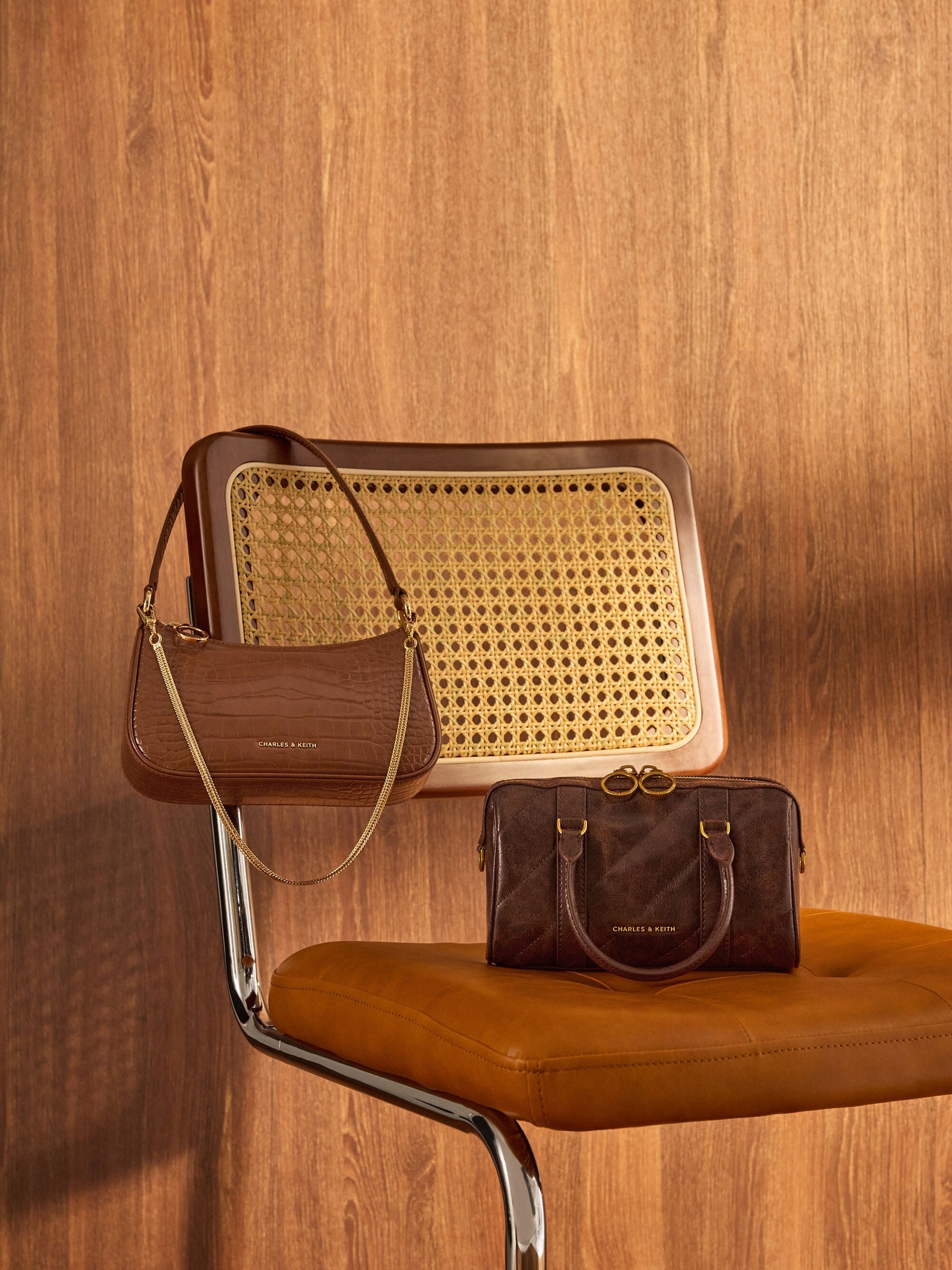 Philomena Bowling Bag - Distressed Coffee | CHARLES & KEITH