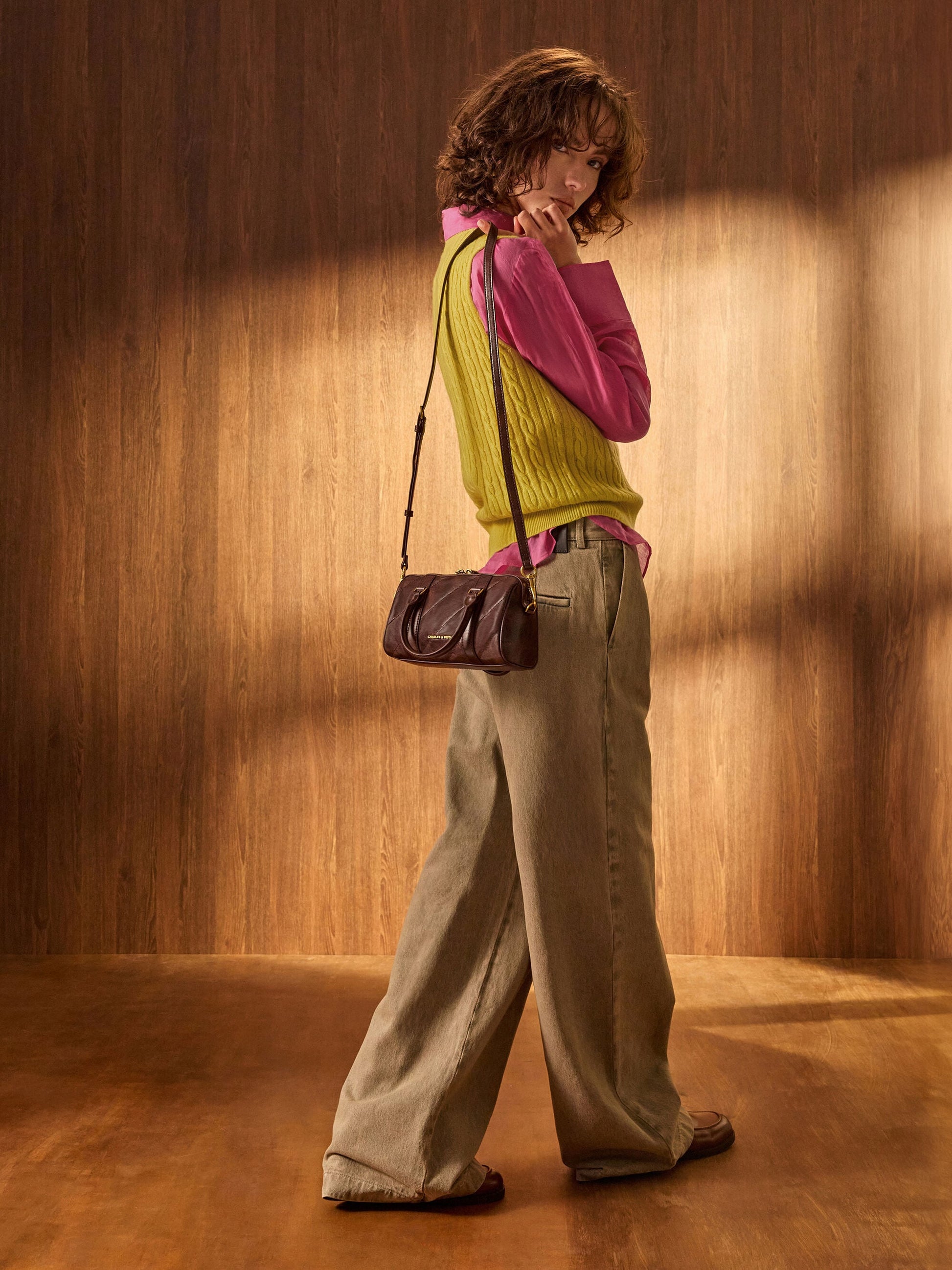 Philomena Bowling Bag - Distressed Coffee | CHARLES & KEITH