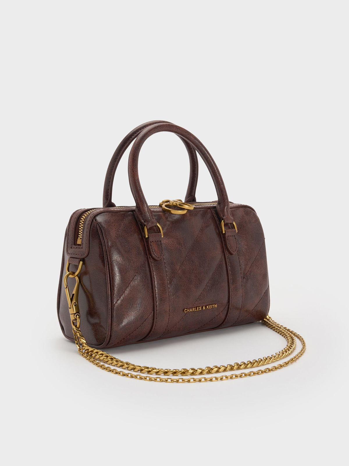 Philomena Bowling Bag - Distressed Coffee | CHARLES & KEITH