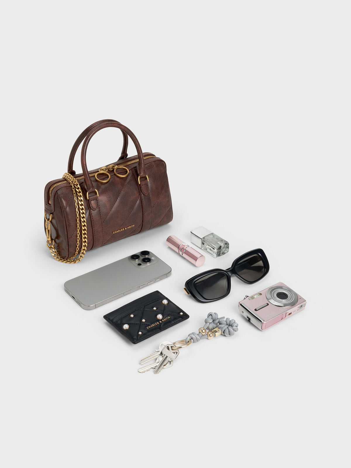 Philomena Bowling Bag - Distressed Coffee | CHARLES & KEITH