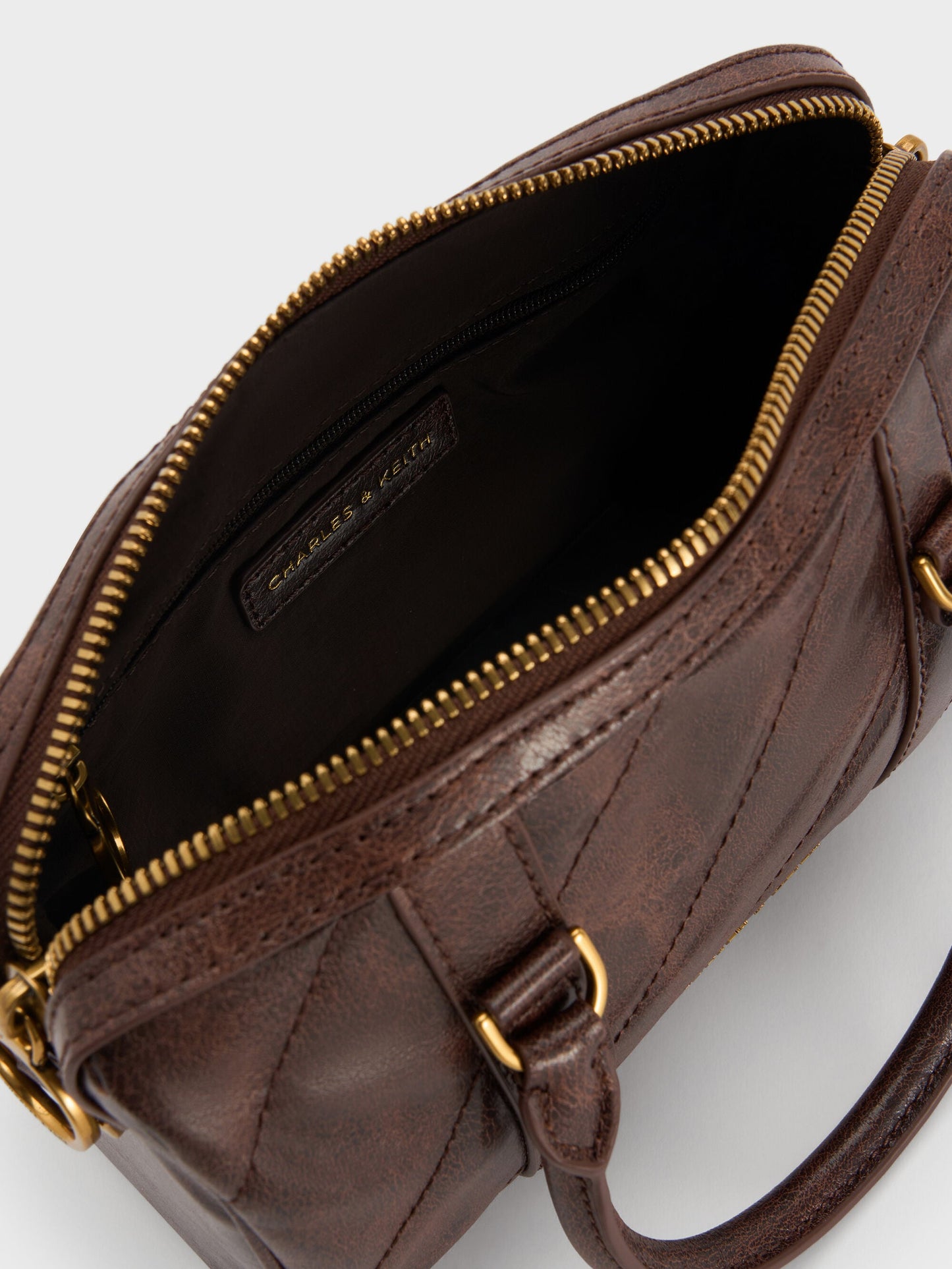 Philomena Bowling Bag - Distressed Coffee | CHARLES & KEITH
