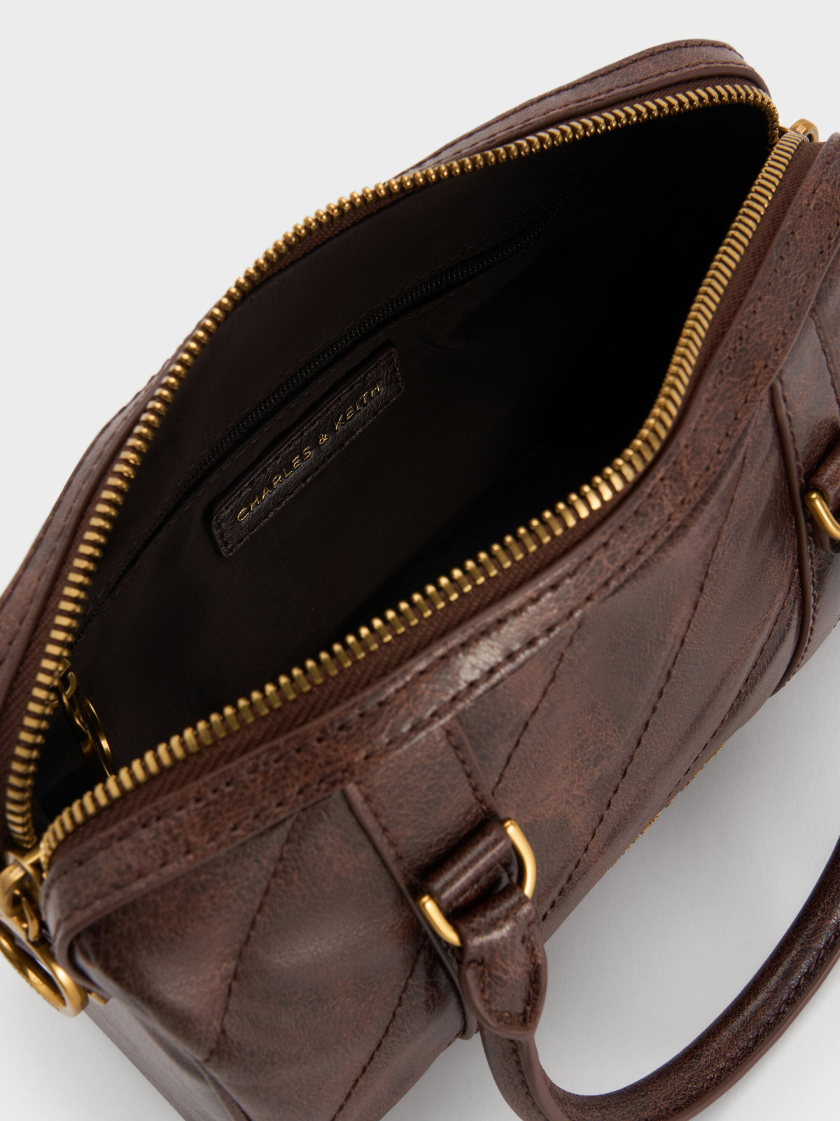 Philomena Bowling Bag - Distressed Coffee | CHARLES & KEITH
