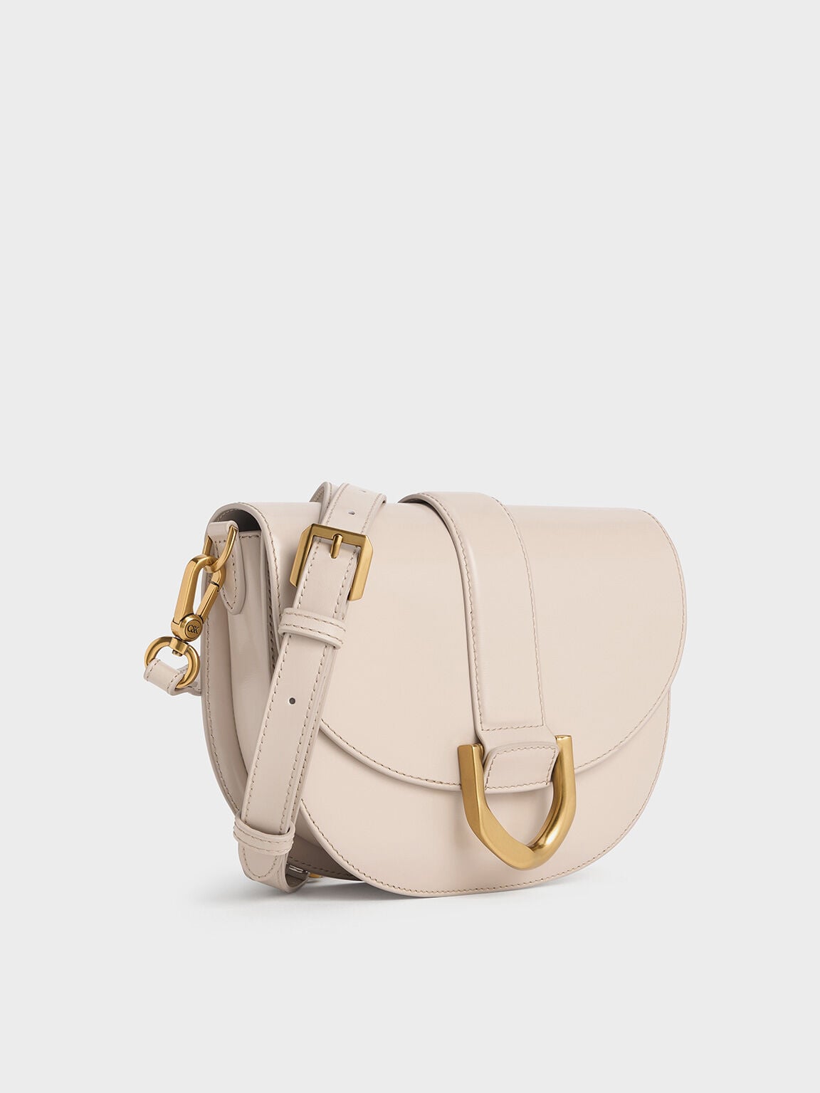Gabine Leather Saddle Bag - Oat | CHARLES & KEITH