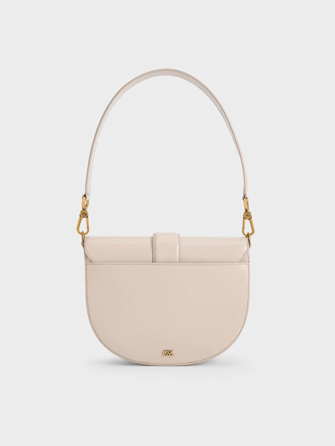 Gabine Leather Saddle Bag - Oat | CHARLES & KEITH