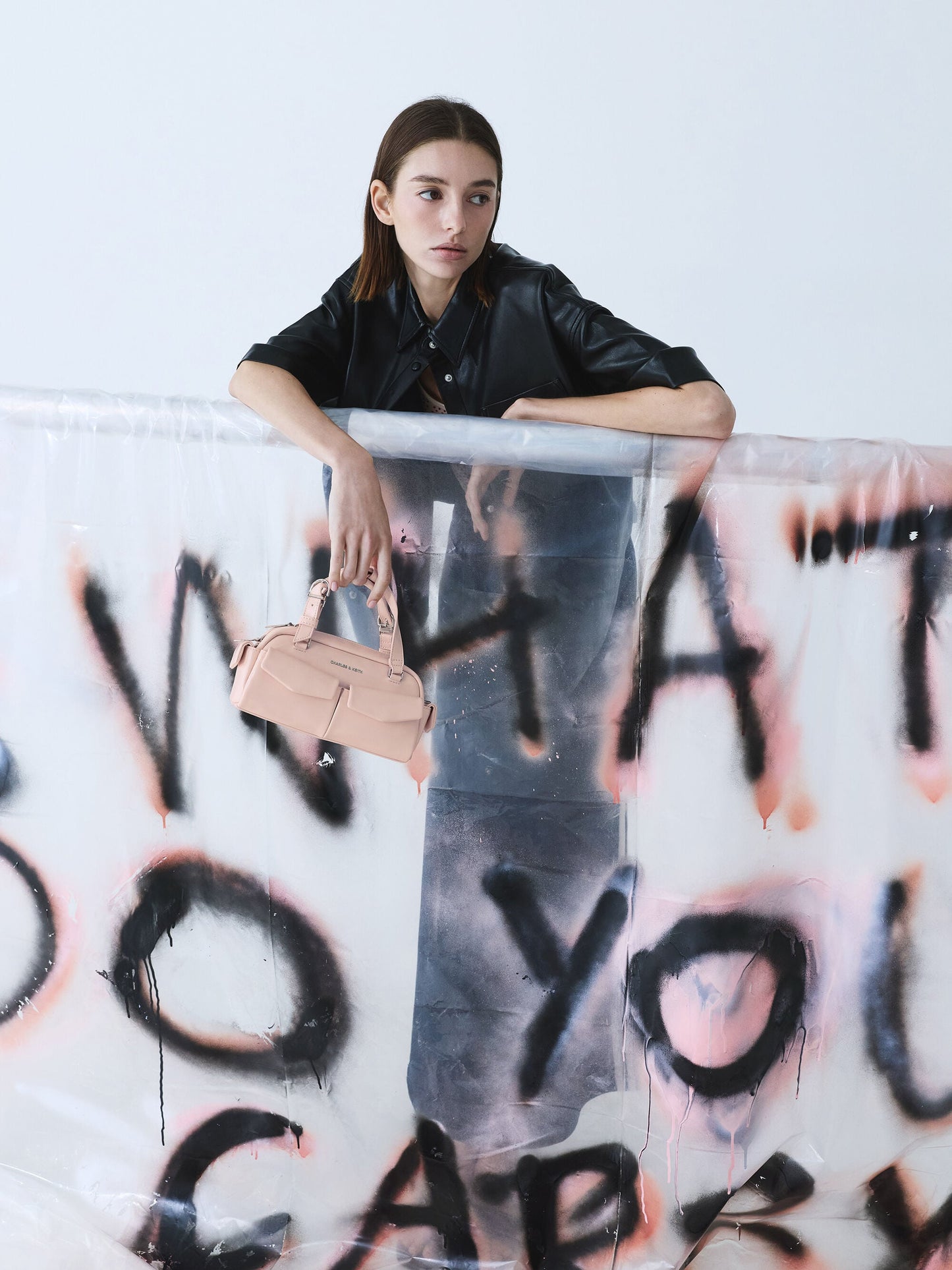Rachel Multi-Pocket Bowling Bag - Soft Pink | CHARLES & KEITH