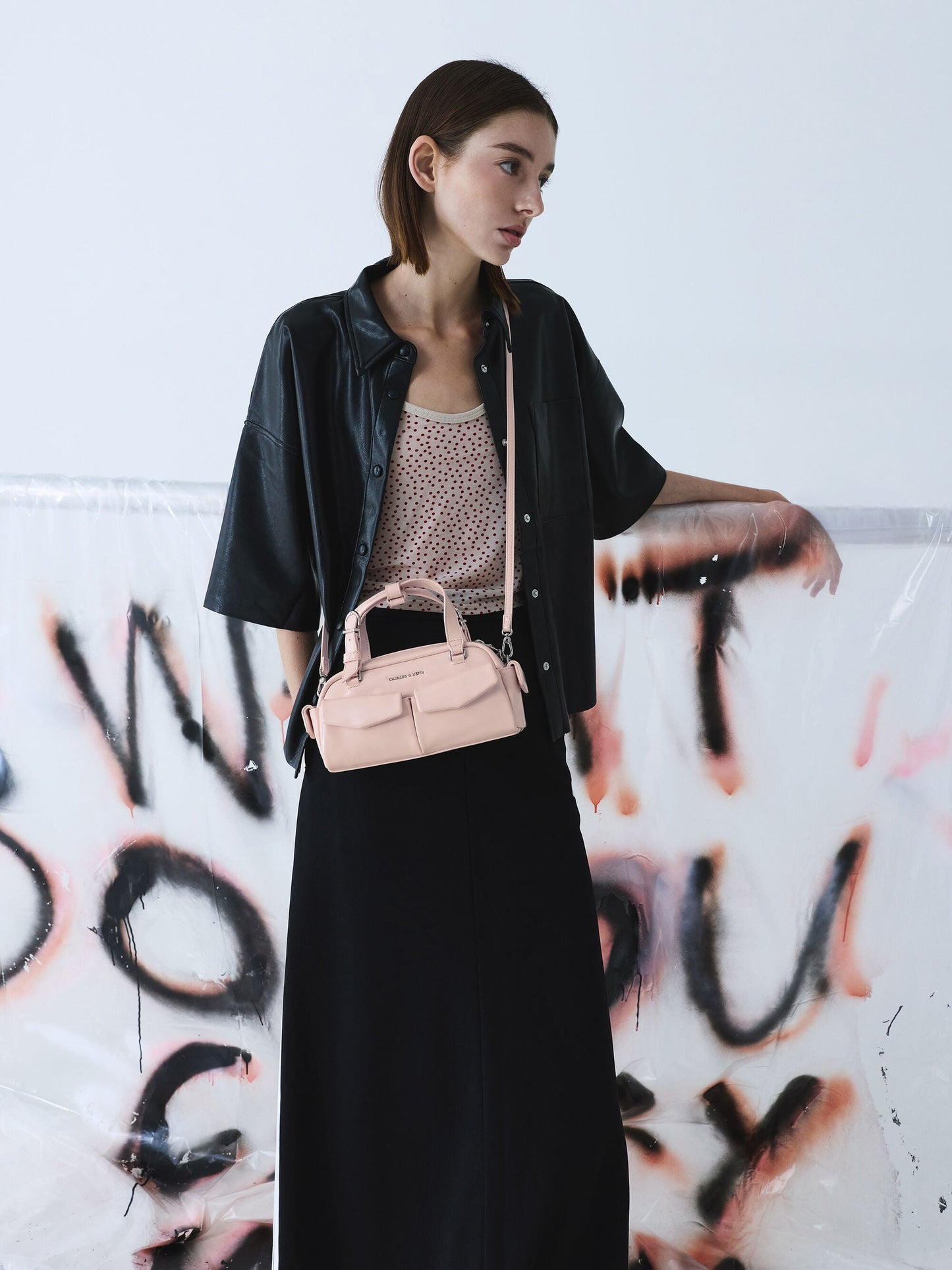Rachel Multi-Pocket Bowling Bag - Soft Pink | CHARLES & KEITH