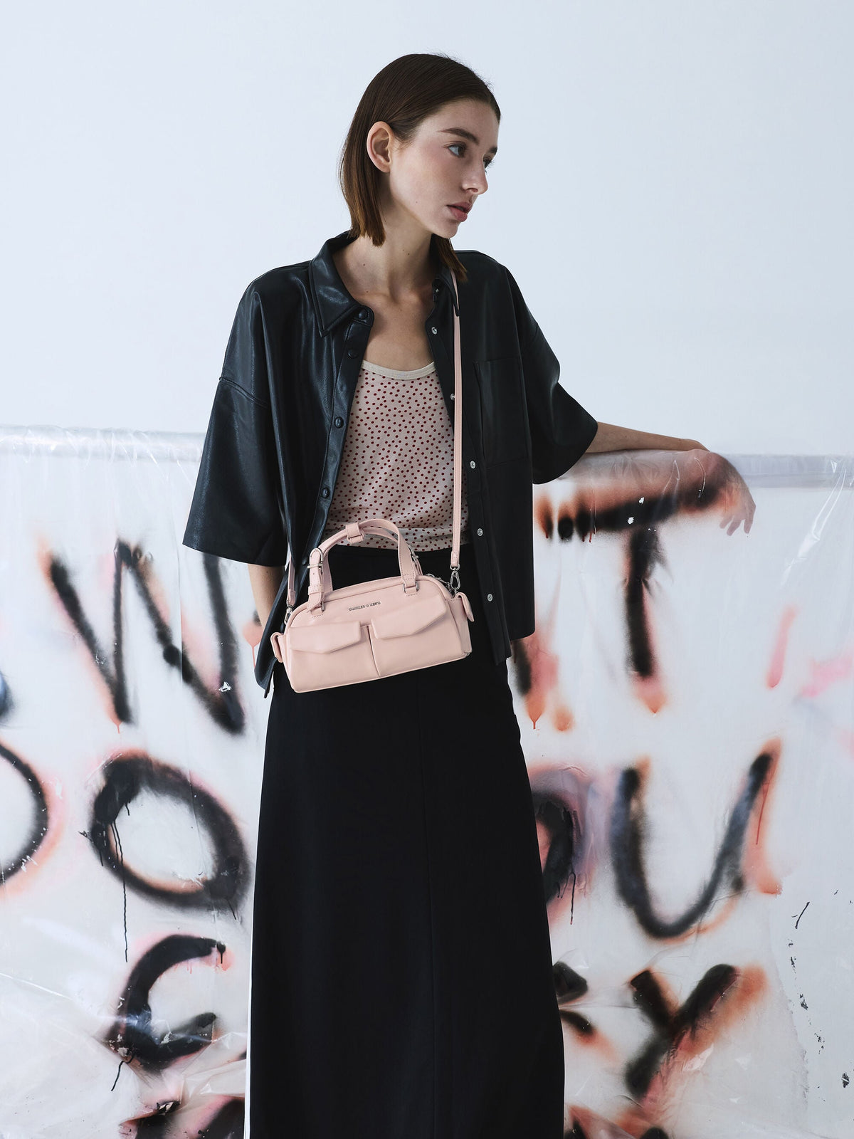 Rachel Multi-Pocket Bowling Bag - Soft Pink | CHARLES & KEITH